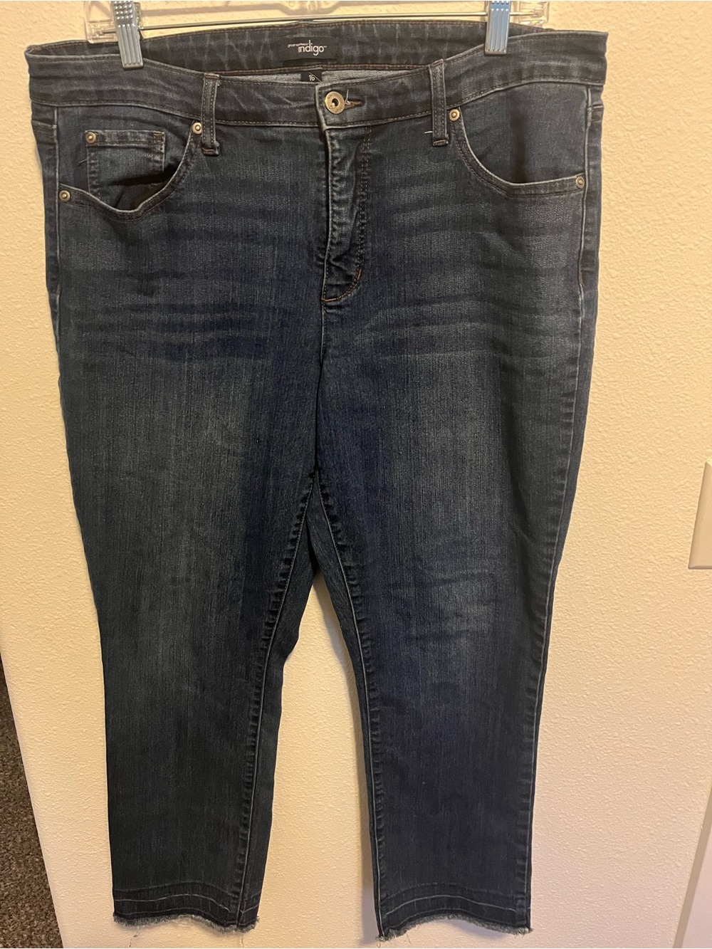 Indigo Dark Blue Ankle Crop Women’s Jeans